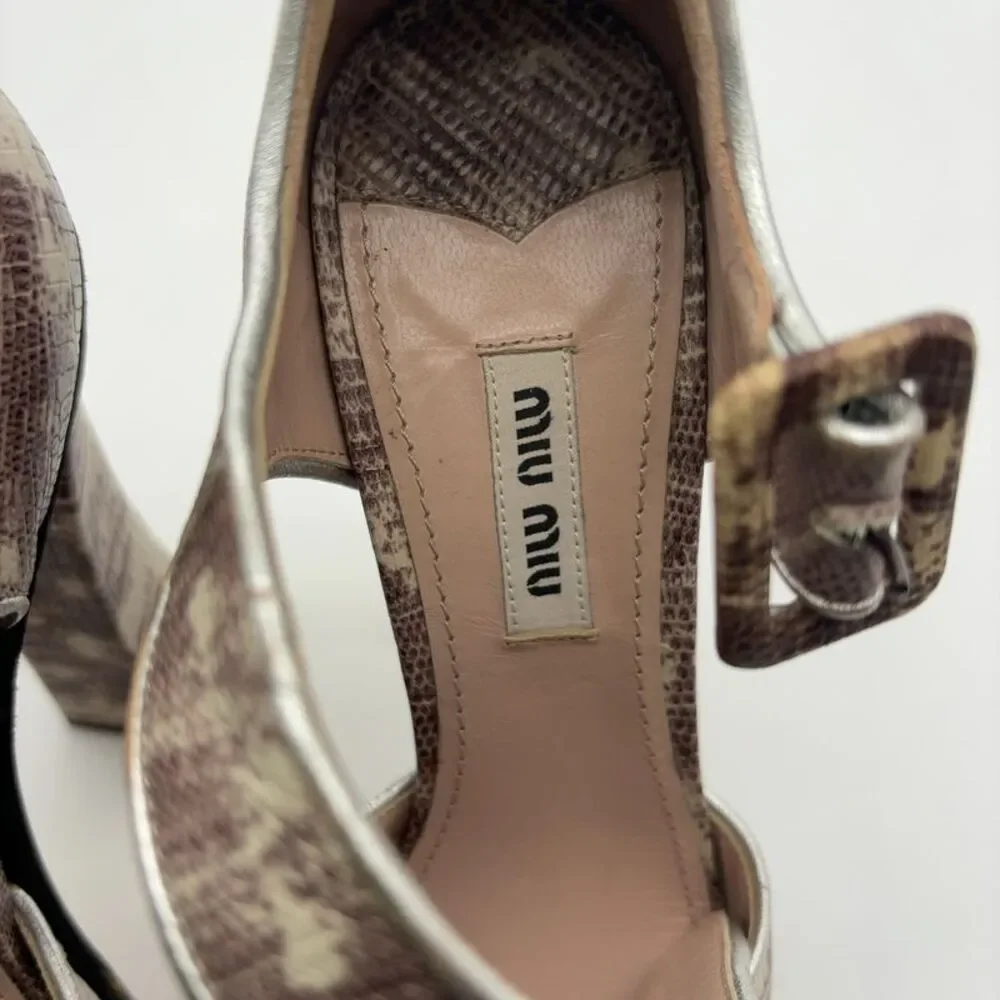 Miu Miu Lizard Embossed Platform Sandals